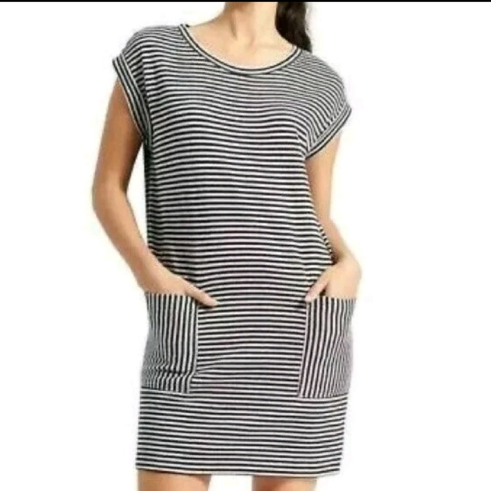 Athleta “Ease Up” Striped Sweatshirt Dress - Small - Picture 7 of 11